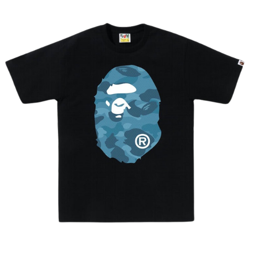 BAPE Honeycomb Camo Big Ape Head Tee Black Blue