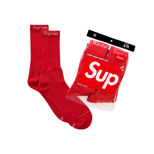 Supreme Hanes Socks (4 Pack) Red