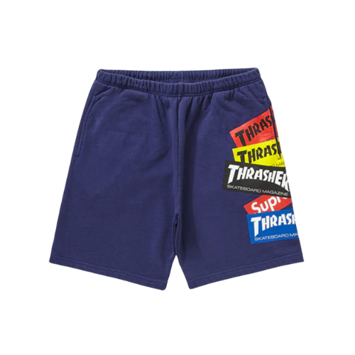 Supreme Thrasher Multi Logo Sweatshort Washed Navy